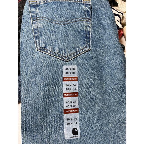 Carhartt USA Made Blue Denim‎ Jeans 40x34 NWT Straight Leg Workwear Vintage - Picture 3 of 14